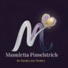 Logo von Manuletta Pinselstrich, violetter Hintergrund M aus einem Pinselstrich geformt und mit einer Blüte verziert.